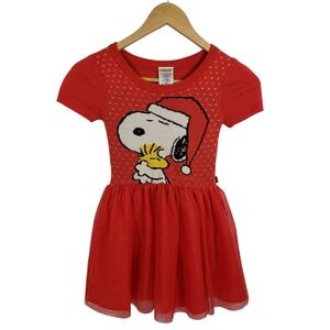 Peanuts Snoopy Christmas Dress Girls Size S (6-6X) Red Holiday Outfit